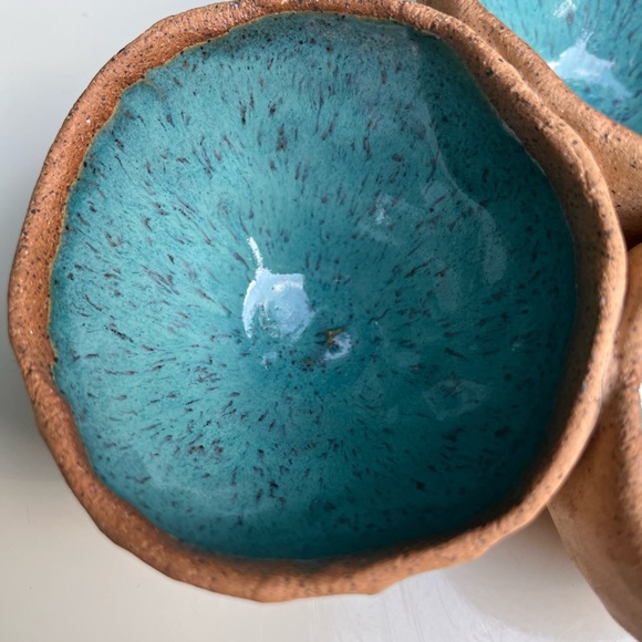 Signed Jennifer Lee Tri-Pod Jade Studio Pottery bowls connected USA made Earthen - Picture 2 of 6